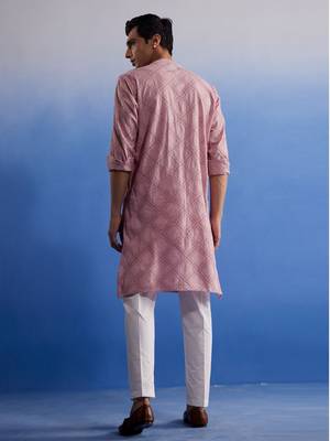 Pink Cotton Kurta Pyjama Set 3