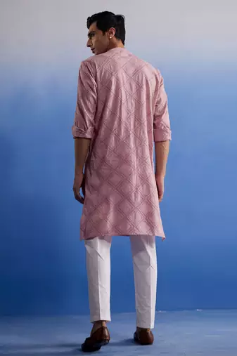Pink Cotton Kurta Pyjama Set
