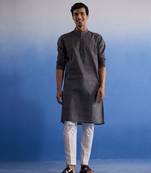 Black And White Pure Cotton Kurta Pyjama Set