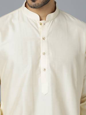 Cream Viscose Kurta Pyjama Set 4