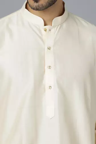 Cream Viscose Kurta Pyjama Set
