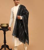Men'S Cream Viscose Blend Kurta Pyjama Set With Dupatta