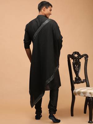 Black Viscose Kurta, Pyjama & Dupatta Set 3