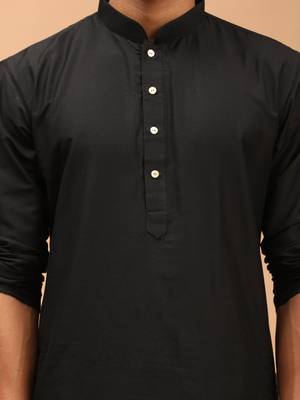 Black Viscose Kurta, Pyjama & Dupatta Set 4