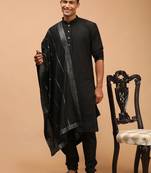 Black Viscose Kurta, Pyjama & Dupatta Set