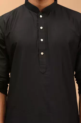 Black Viscose Kurta, Pyjama & Dupatta Set