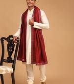 Cream Viscose Kurta, Pyjama & Dupatta Set