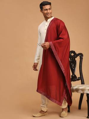 Cream Viscose Kurta, Pyjama & Dupatta Set 2