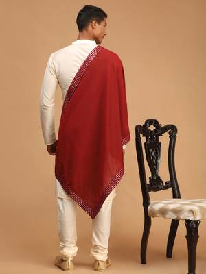 Cream Viscose Kurta, Pyjama & Dupatta Set 3