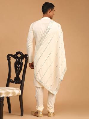 Cream Viscose Kurta, Pyjama & Dupatta Set 3