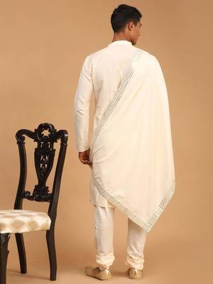 Cream Viscose Kurta, Pyjama & Dupatta Set 3