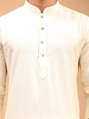 Cream Viscose Kurta, Pyjama & Dupatta Set 4