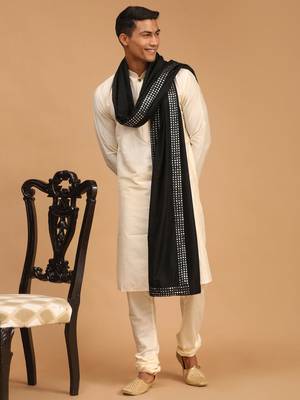 Cream Viscose Kurta, Pyjama & Dupatta Set 1
