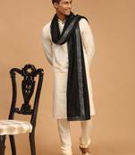 Cream Viscose Kurta, Pyjama & Dupatta Set