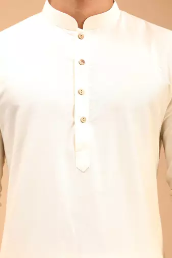 Cream Viscose Kurta, Pyjama & Dupatta Set