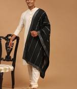 Cream Viscose Kurta, Pyjama & Dupatta Set