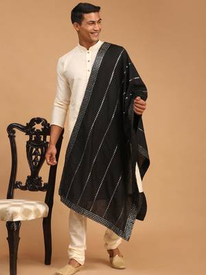 Cream Viscose Kurta, Pyjama & Dupatta Set 2
