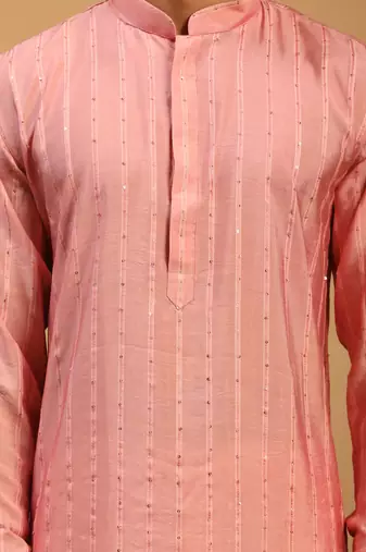 Purple And Cream Cotton Blend Kurta, Pyjama & Dupatta Set