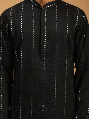 Black Viscose Kurta, Pyjama & Dupatta Set 4