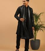 Black Viscose Kurta, Pyjama & Dupatta Set