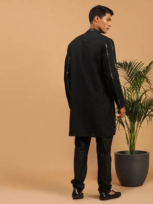 Black Viscose Kurta, Pyjama & Dupatta Set 3