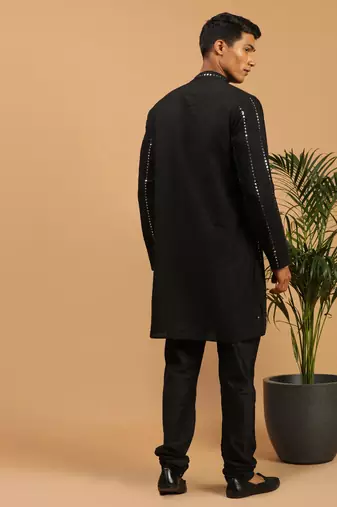 Black Viscose Kurta, Pyjama & Dupatta Set