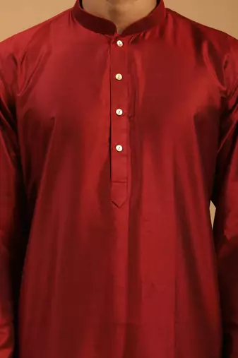 Maroon Viscose Kurta, Pyjama & Dupatta Set