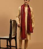 Rose Gold And Maroon Viscose Kurta, Pyjama & Dupatta Set