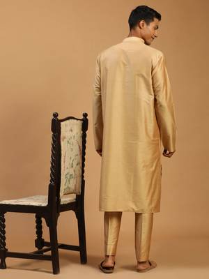 Rose Gold And Maroon Viscose Kurta, Pyjama & Dupatta Set 3