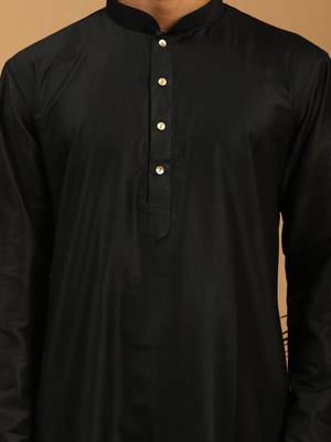 Black Viscose Kurta, Pyjama & Dupatta Set 4