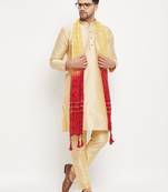  gold silk blend kurta, pyjama & dupatta set