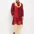  maroon and gold silk blend kurta, pyjama & dupatta set