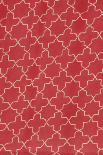 women's round neck geometric coral straight kurta and palazzos with dupatta