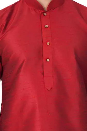  maroon silk blend kurta, pyjama & dupatta set