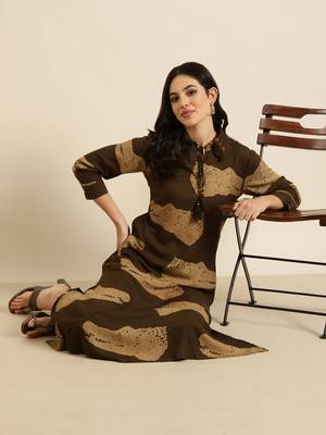 women's shirt collar animal olive straight kurta and patiala 1