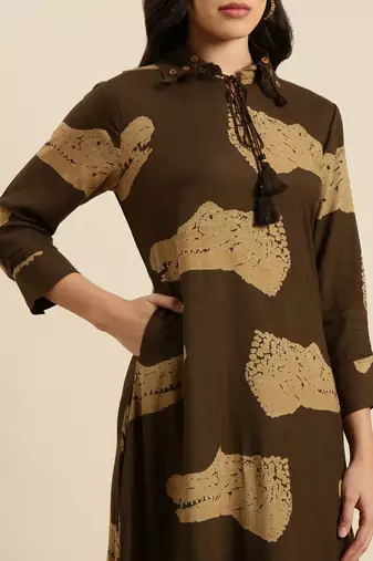 women's shirt collar animal olive straight kurta and patiala