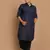 Blue And Black Cotton Blend Pathani Kurta Set