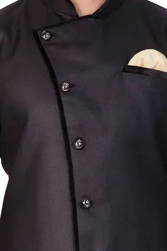 Men'S Black Cotton Blend Sherwani Only Top
