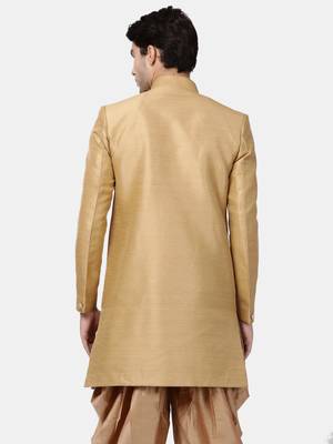 Men'S Beige Silk Blend Sherwani Only Top 4