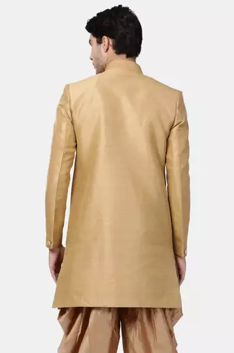 Men'S Beige Silk Blend Sherwani Only Top