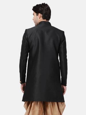 Men'S Black Silk Blend Sherwani Only Top 4