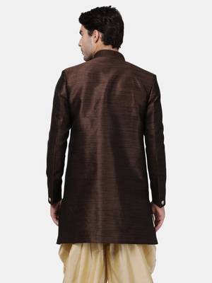 Men'S Brown Silk Blend Sherwani Only Top 4