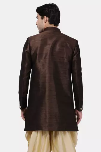 Men'S Brown Silk Blend Sherwani Only Top