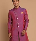 Men'S Purple Silk Blend Sherwani Only Top
