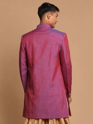 Men'S Purple Silk Blend Sherwani Only Top 3