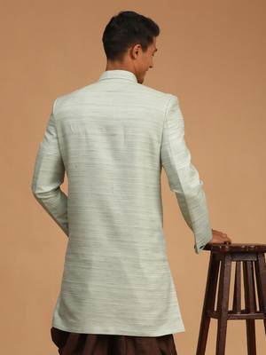 Men'S Mint Green Silk Blend Sherwani Only Top 3