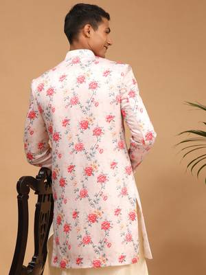 Men'S Multicolor Base Pink - Sherwani Only Top 3