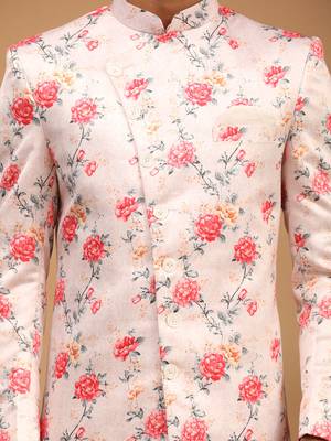 Men'S Multicolor Base Pink - Sherwani Only Top 4