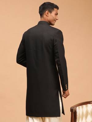 Men'S Black Achkan Sherwani Only Top 3