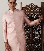 Men'S Peach Silk Blend Sherwani Only Top